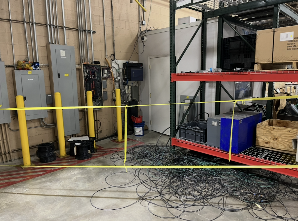 Electrical room with panels and cable work area